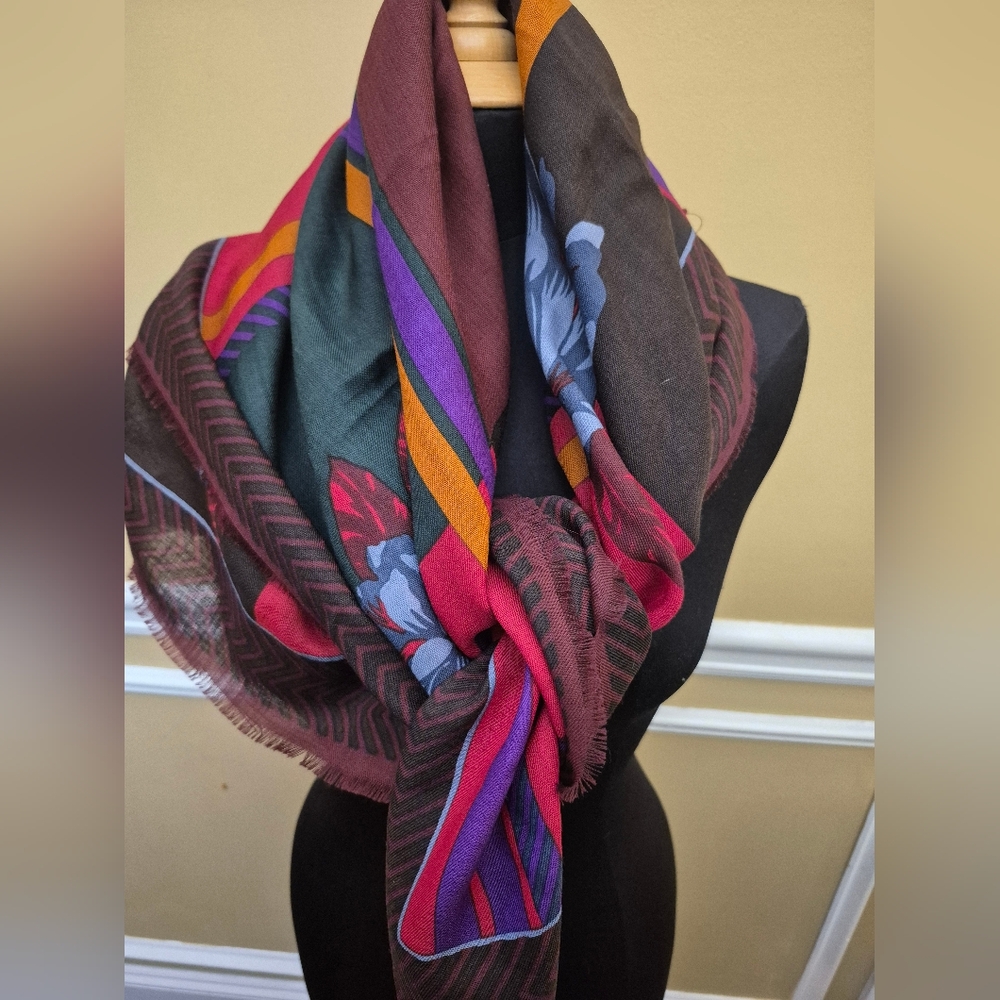Christain Dior Colorful Patterned 37"x37"  Scarf